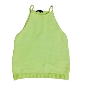 Banana Republic Halter Light Lime Green Knit Tank Top Luminous Yellow Castoff S